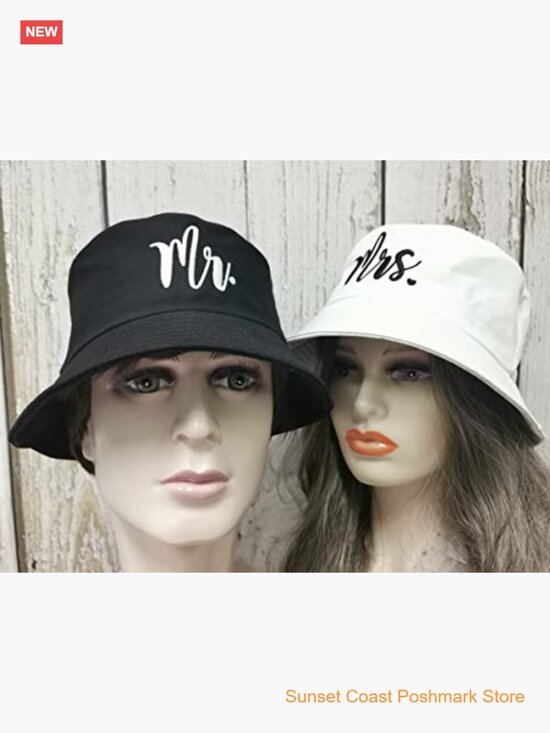 Mr and Mrs Embroidered Bucket Hat Set for Weddings Anniversaries Couples main image 5